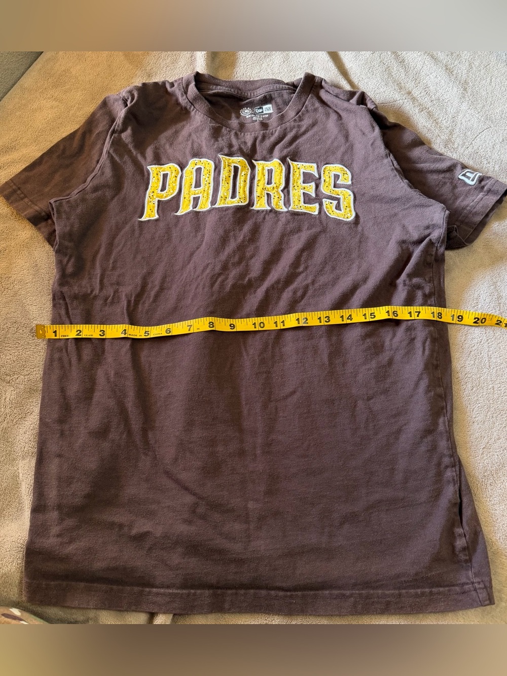 New Era Brown Short Sleeve Tee with Yellow PADRES Logo
